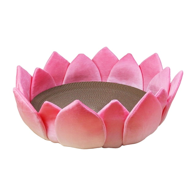 TISHITA Cat Scratcher Bed Cardboard Cat Lounge Lotus Throne Shape and Thick Rest
