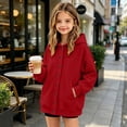 thumbnail image 4 of fatyb Hoodies for Boys Girls Long Sleeve Button down Sweatshirt Kids Plain Hooded Jacket with Pockets, 4 of 7