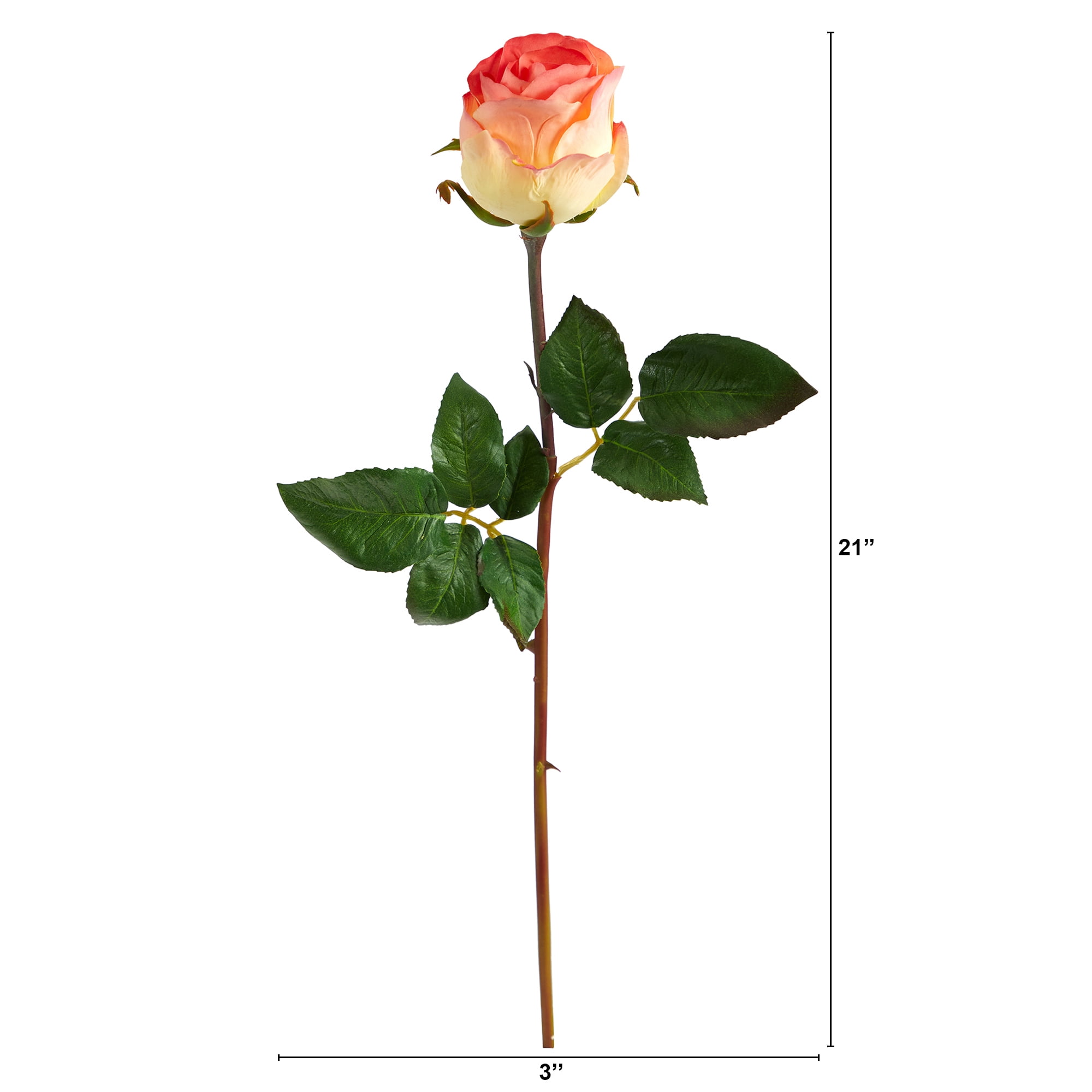 Nearly Natural 21" Rose Bud Artificial Flower (Set of 6), Pink