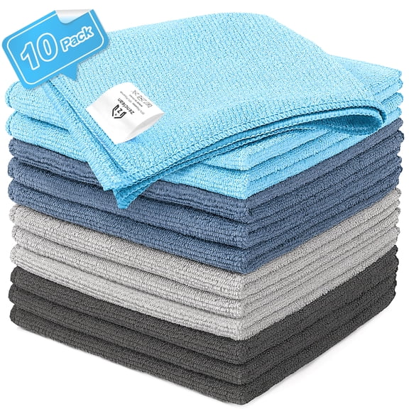 ZenClean Microfiber Cleaning Cloths 12 Pack, Micro Fiber Towel (Blue Navy Gray Black)