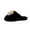 Black, variant on Womens Cute Multicolor Smiley Flower Decor Fuzzy Mule Slides Thick Fluffy Fur Closed Toe Slip On Comfort Slippers for Cold Weather