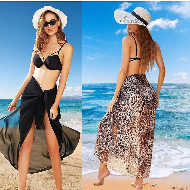 Traje de baño de verano ShuxiuWang Falda de playa de una pieza Pareo Gasa Mujer Chica Vacaciones