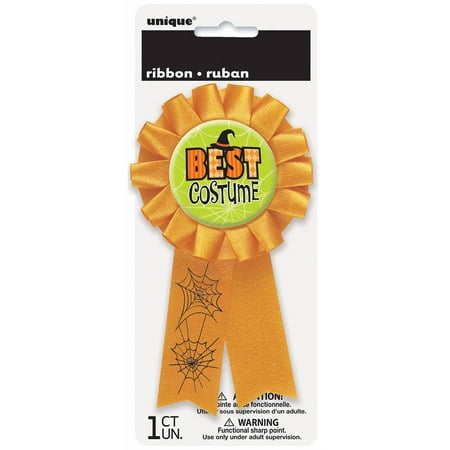 Best Costume Halloween Award Badge, 5.5 in, Orange, 1ct