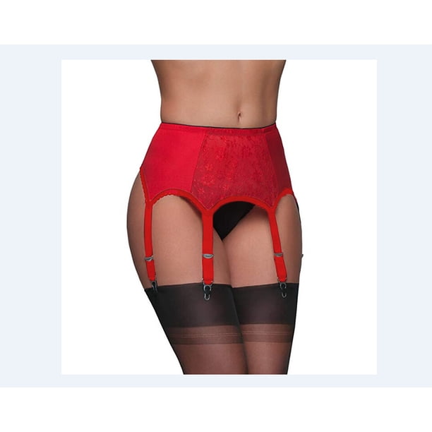 VISgogo Mujeres Sexy Lace Six Claw Garter Ajustable FemaleThigh-Highs Medias Liguero VISgogo moda