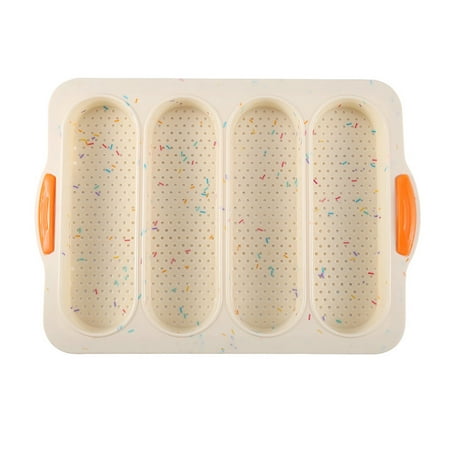 

Kripyery 4 Grids Food Grade Baguette Baking Tray Silicone Anti-scalding Bread Baking Mold for Restaurant