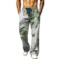 thumbnail image 3 of Hsovts Camo Pants for Men Loose Lounge Straight Leg Drawstring Workout Fashion Trousers Running Pant with Pockets Gray 3XL, 3 of 8