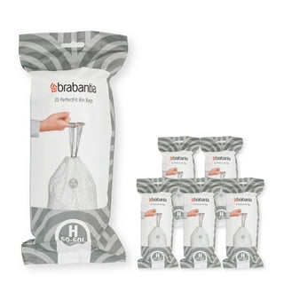 Brabantia PerfectFit Trash Bags (Size D/4.4-5.3 gal) Thick Plastic Trash Can Liners with Drawstring Handles (40 Bags)