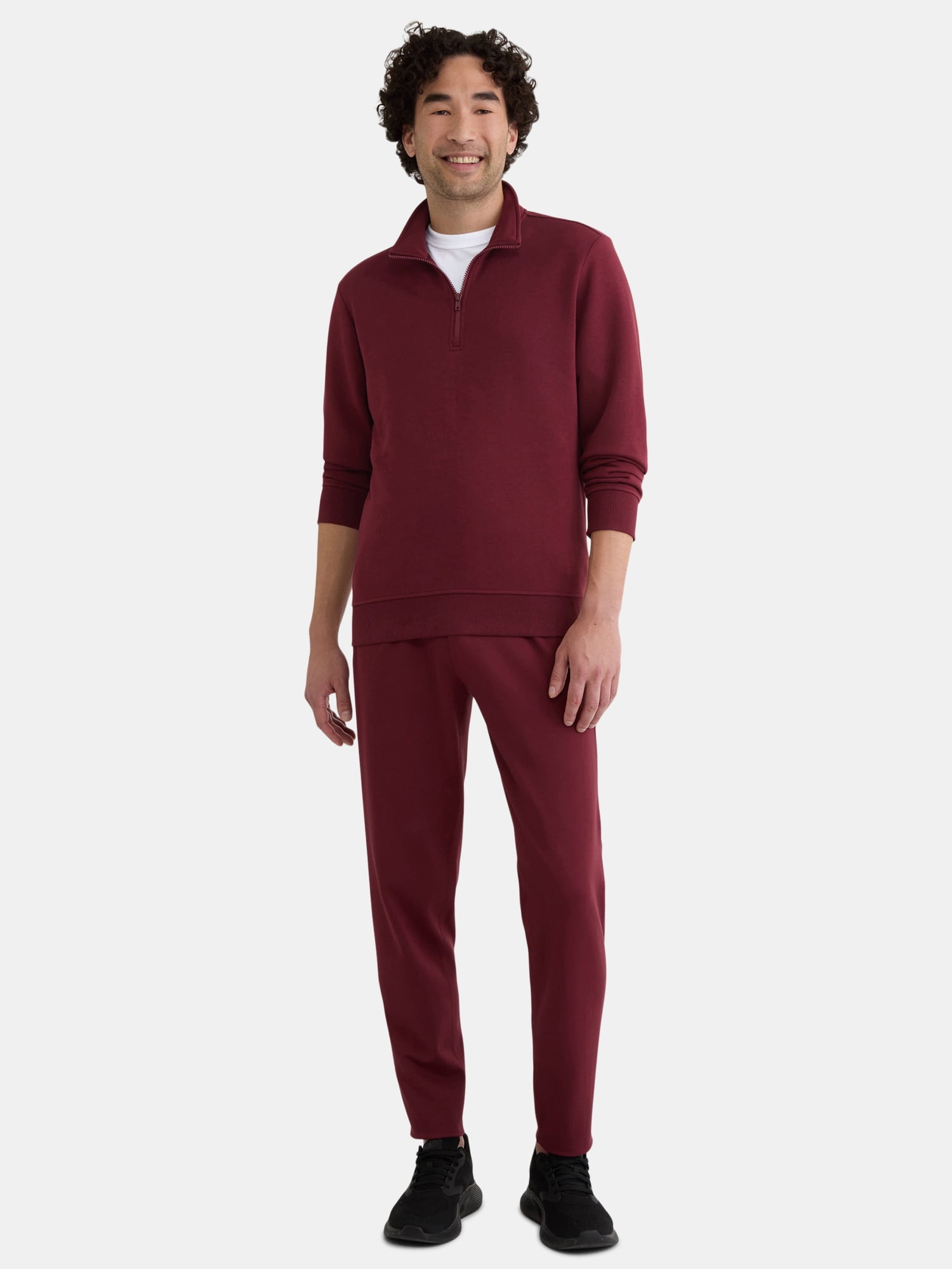 Athletic Works Men's Active Fleece Quarter Zip Sweatshirt, Size XS-5XL