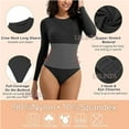 thumbnail image 4 of LELINTA Long Sleeve Bodysuit Shapewear for Women Slim Fit Leotard Crew Neck Ribbed Seamless Thong Body Tummy Control Tops, 4 of 8