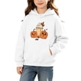 thumbnail image 3 of CBASIHI Girls Halloween Hooded Sweatshirts with Pockets Long Sleeve Casual Cute Pullover Pumpkin Print Fleece Warm Hoodies White 10 T, 3 of 7