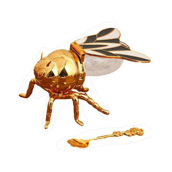 WeiLaiKeQi Bee Honey Jar with Spoon Modern Versatile Container for Festive Home Kitchen Black White