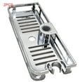 thumbnail image 1 of 2 Pieces Kitchen Bathroom Shower Shelf Rectangle Detachable Lifting Storage Tray Rack Plastic Holder, 1 of 9