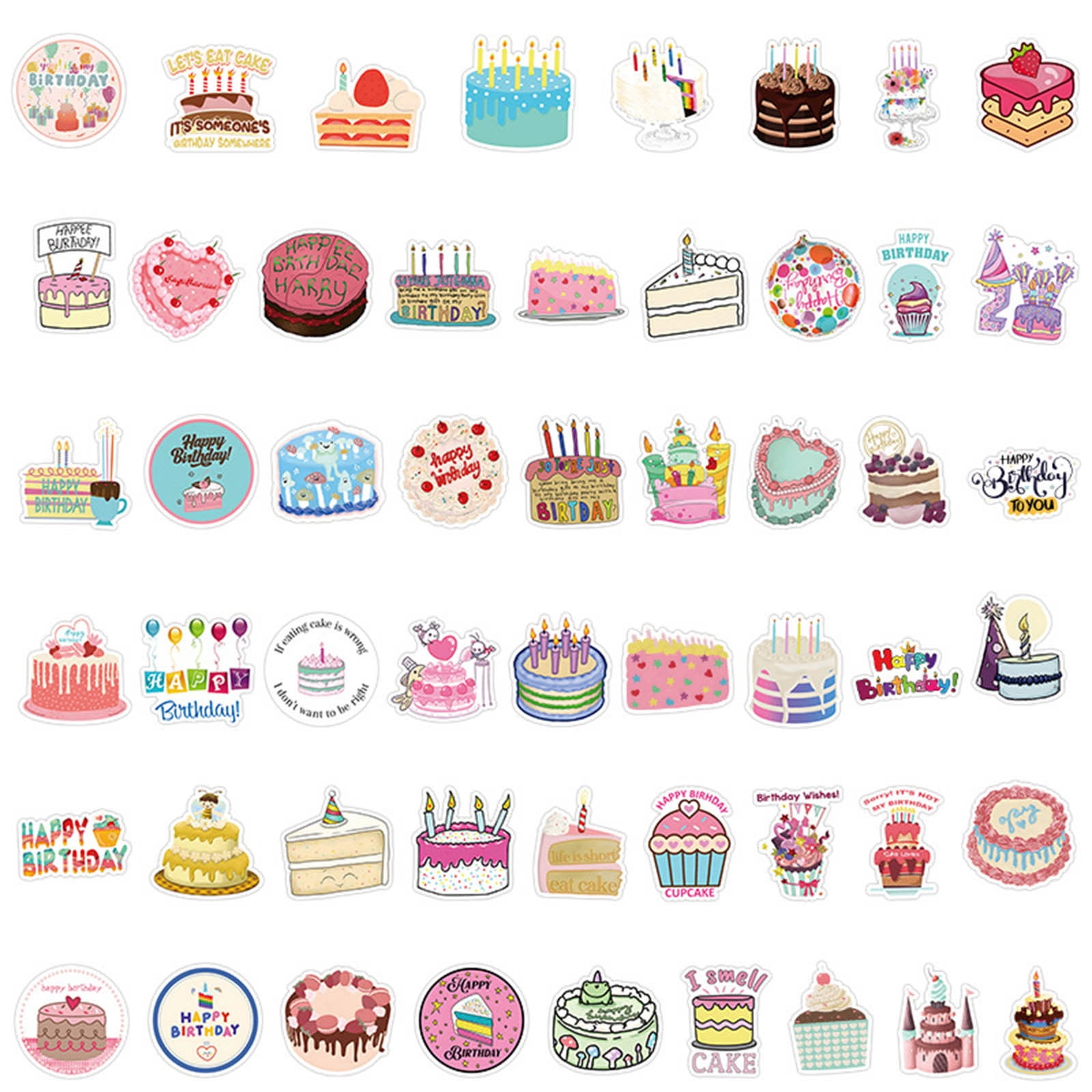 MIARHB 53PCS Happy Birthday Stickers Birthday Party Stickers For Kids Adults Party School Supplies Calendar Birthday Card