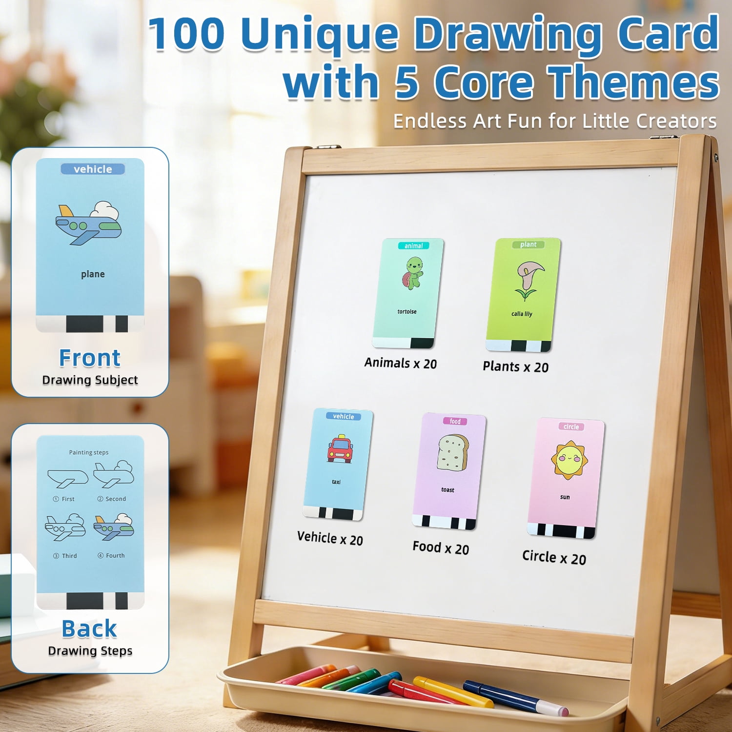 Educational Drawing Robot for Kids Ages 3-8 | Voice Interactive Learning Toys with 100 Word Cards & 12 Color Pens | Montessori Painting Machine for Boys Girls | Birthday Party Gifts (Blue)