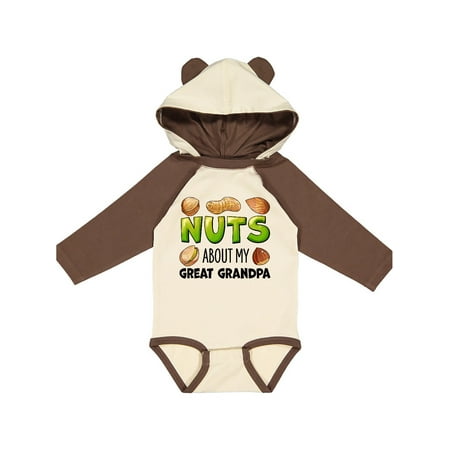 

Inktastic Nuts About My Great Grandpa Peanut Almond Pistachio Gift Baby Boy or Baby Girl Long Sleeve Bodysuit