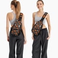 thumbnail image 6 of Sling Backpack,Musical Halloween Icons Pattern Sling Bag with Water Bottle Holder,Waterproof Sling Bag for Men/Women with Headphone Jack for Hiking,Travel, 6 of 6