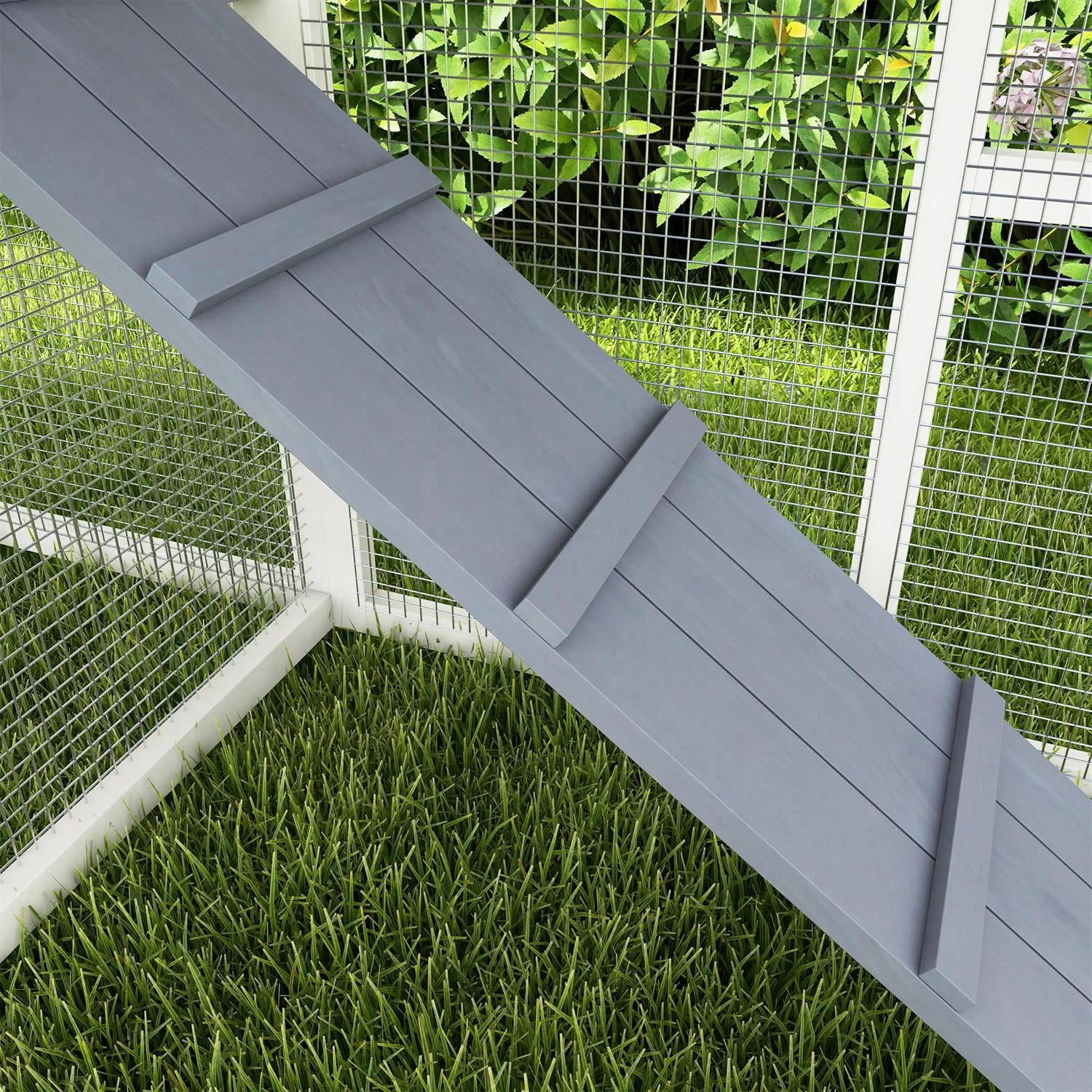 Pefilos 76" Large Chicken Coop Rabbit Hutch, Outdoor Wooden Poultry Cage Hen House with Nesting Box, Tray for Garden Backyard, Gray