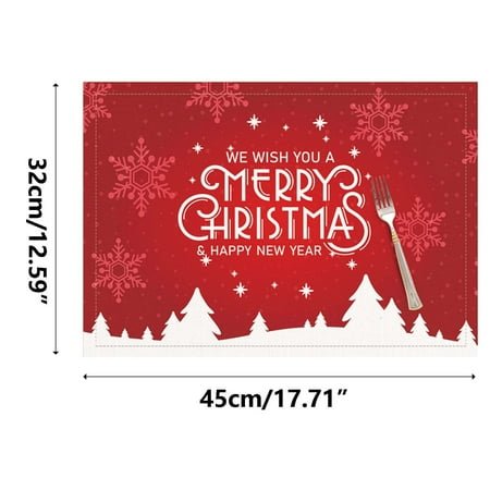 

Placemat Merry Christmas Romantic Snowflake Red Placemat Heat Stain Table Mat Washable Table Mat Kitchen Table Decoration Accessories Holiday Xmas Home Decoration Gifts Weekly Deals