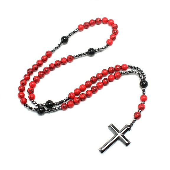 lixuesong Stone Rosary Necklaces Catholic Pendant Necklaces for Men Women Jewelry