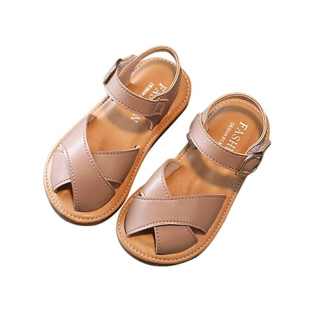 

Daeful Unisex Flat Sandal Beach Sandals Magic Tape Summer Shoe Daily Comfort Hollow Out Closed Toe Dress Shoes Khaki 6C