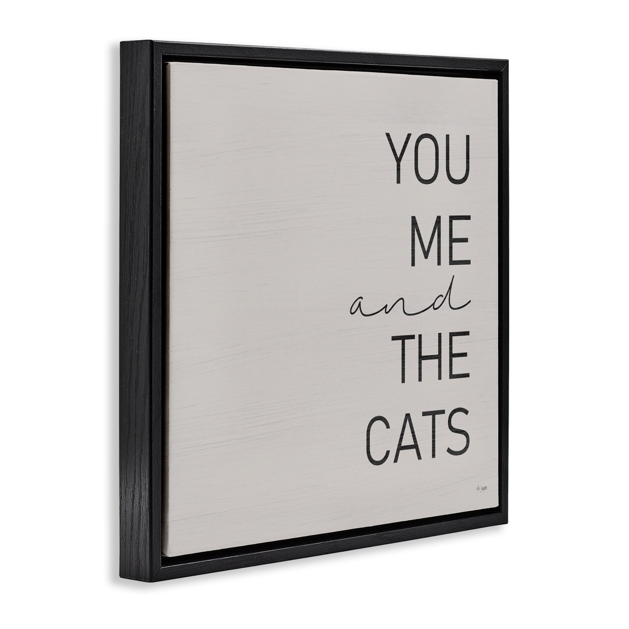Stupell Industries Minimal You Me & Cats Black Framed Floater Canvas Wall Art, design by Jaxn Blvd.