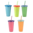 thumbnail image 1 of Tazas de agua de plástico que cambia de color de temperatura taza de paja bebida fría taza de café para niños adultos 5 piezas tholdsy HA003525-00, 1 of 7