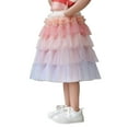 thumbnail image 2 of Huowey Kids Girls Dance Skirt Long Length Tiered Gradient Patchwork Ruffles Party Ballet Tutu Skirts Stylish Dailywear,Pink,7-8 Years, 2 of 7