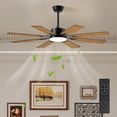 thumbnail image 1 of Ventilador de techo de 52 pulgadas con luces y control remoto, 8 cuchillas de madera contrachapada, motor de corriente continua reversible sin ruido de 6 velocidades, 1 of 5