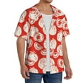 thumbnail image 4 of Xecao offers the Tomatoes for Men's Casual Short-sleeved Shirt, a button-up collared shirt with a pocket, perfect for beach vacations and yacht travel in the 4X-Large size., 4 of 7