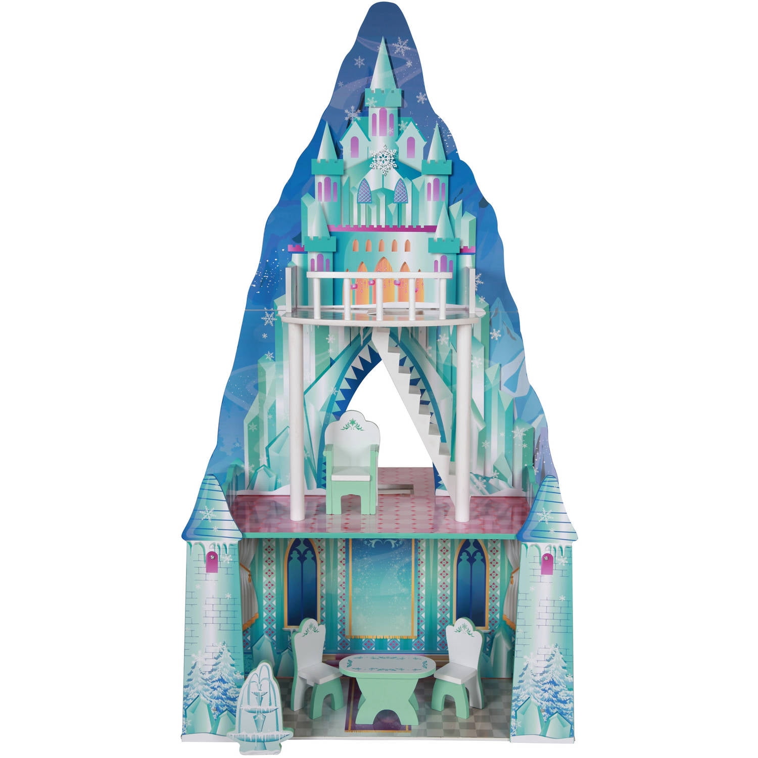 Teamson Kids Dual-Theme Ice/Princess Castle Wooden Doll House with 9