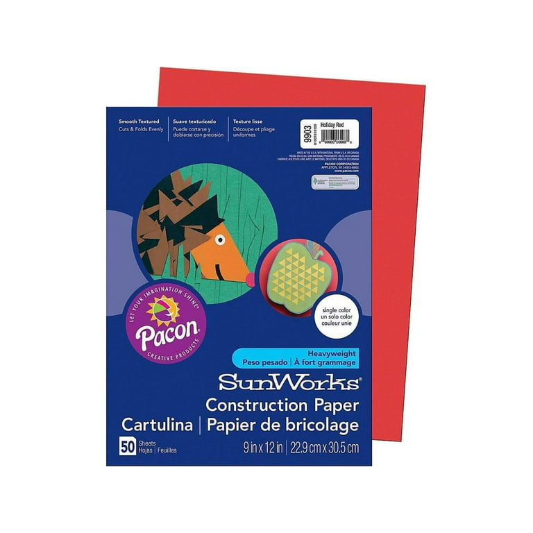 Pacon SunWorks 9 x 12 Construction Paper Red 50 Sheets/Pack 10 Packs  (PAC6103-10)