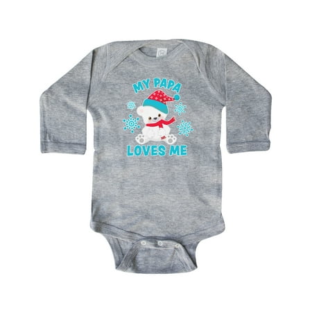 

Inktastic Polar Bear My Papa Loves Me in Santa Hat with Snowflakes Gift Baby Boy or Baby Girl Long Sleeve Bodysuit