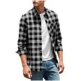 thumbnail image 3 of DDAPJ pyju Long Sleeve Shirts for Men Boys Plaid Button Down Shirt Trendy Casual Gingham Shirts Gray XXXL, 3 of 9