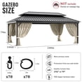 thumbnail image 2 of Pakunoda 16' X 6.5' Outdoor Curtains for 12' X 20' Gazebo, Waterproof Outdoor Privacy Curtain Panel set of 4, Cream(Curtain Only), 2 of 8