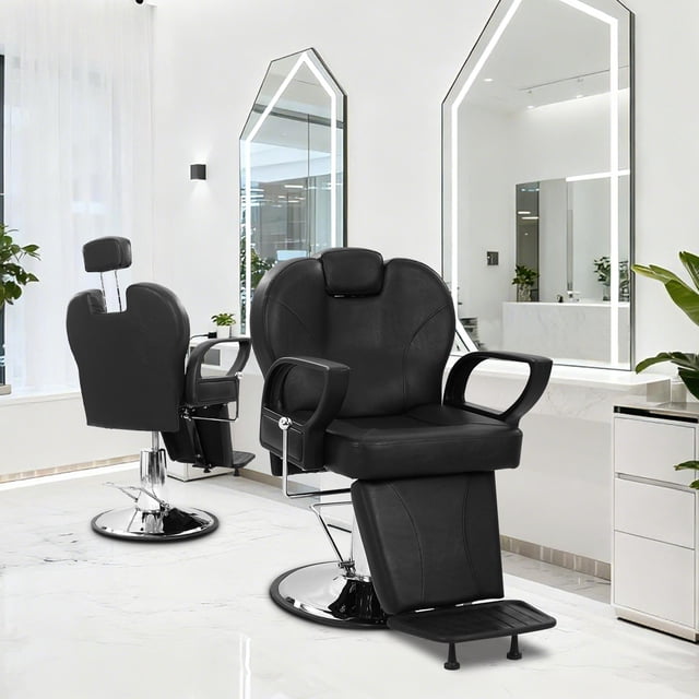 EDTara Fauteuil de Barbier Professionnel, Inclinaison Hydraulique avec Rotation à 360°, Appui-Tête Réglable et Charge de 330 Lb pour Usage en Salon