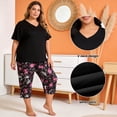 thumbnail image 6 of Plus Size Pajamas, PUTUO Womens Pajama Sets, Plus Size Short Sleeve V Neck Capri Pants Pajama Sets, Soft Ladies Pajamas Sleepwear Loungewear, 6 of 7