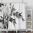 thumbnail image 3 of Black White Bamboo Shower Curtain Chinese Ink Painting Plant Art Aesthetic Shower Curtains Decorative for Bathroom Waterproof Fabric Shower Curtain with Hooks 72x72 Inches, 3 of 5