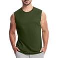 thumbnail image 4 of Chiccall Mens Athletic Tank Tops Summer Crew Neck Sleeveless Basic Tees Solid Stretch Gym Workout Shirts 4XL Army Green, 4 of 5