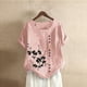 thumbnail image 1 of Fiudx Ofertas y Liquidaciones Camiseta de Verano con Cuello Redondo y Manga Corta para Mujer, Informal, con Botones Impresos, 1 of 3