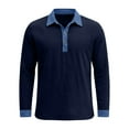 thumbnail image 4 of Mifsaly Henley Shirts for Men Long Sleeve Collared Shirt Patchwork Button Closure Linen Tops Loose Fit Summer Work Blouses S, 4 of 6