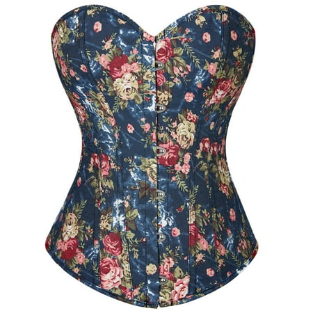 UPPADA Floral Corset Top on Sale Women Corset Bustier Push up Lingerie Top Shapewear Overbust Cincher Top Lace up Cute Corset Basque Overbust Corset Plus Size