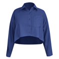 thumbnail image 3 of WEAIXIMIUNG Button Down Shirts for Women formal Autumn Fashion Losse Solid Color Short Top for Women, 3 of 4
