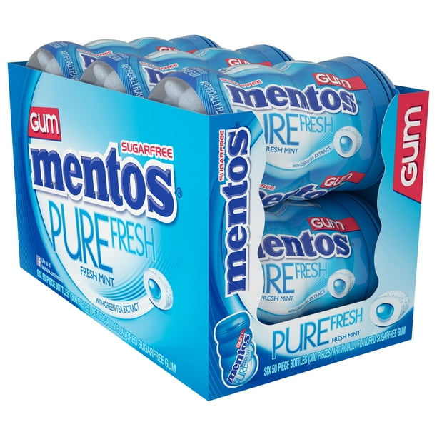 Mentos, Pure Fresh, Sugar Free Mint Chewing Gum, 50 Pcs, 6 Ct Walmart