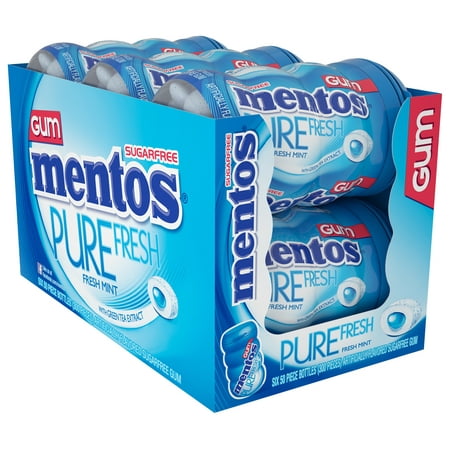 Mentos, Pure Fresh, Sugar Free Mint Chewing Gum, 50 Pcs, 6