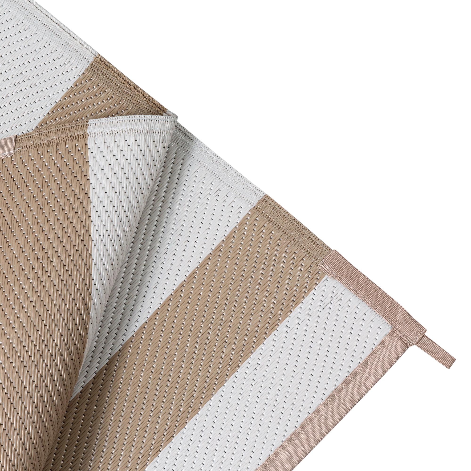 BERTHMEER Outdoor Rugs 8'x10' on Sale Clearance Waterproof Reversible Patio Rugs Geometric Stripes Large Lightweight Plastic Straw Carpets for RV Camping Deck Balcony Beach Picnic,Beige White