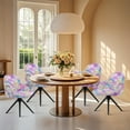 thumbnail image 4 of Xoenoiee Daisy Tie Dye Pattern Curved Back Chair Covers Slipcovers with Arms, Stretch Bar Stool Cover Square Jacquard Dining Chair Cover Swivel Stool Chair Protector Cover for Counter High Stool, 4 of 7