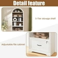 thumbnail image 3 of 5 Tiers Farmhouse Arch Bookshelf with Lockable Drawers,70”Tall Bookshelf with Adjustable File Cabinet,Vintage Arch Bookcase for Home Office (White), 3 of 7