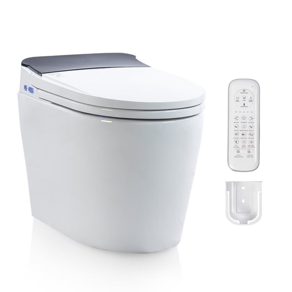 ACiQ Modern Smart Toilet with Bidet Built in | ADA Comfort Height Seat, Powerful Flush, Auto Open/Close Lid, Elongated Heated Seat, Air Dryer, Remote Control, LED Temp Display