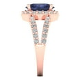 thumbnail image 3 of 2.78ct oval cut blue sapphire 18k rose gold halo Bridal Wedding Engagement Promise Anniversary Ring for Women size 8.75, 3 of 7