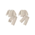 thumbnail image 2 of Loicainy Baby Toddler Girl Fall Clothes Set 6 12 18 24 Months 2T 3T 4T 5T Long Sleeve Crew Neck Striped Tops and Pants Outfits, 2 of 9